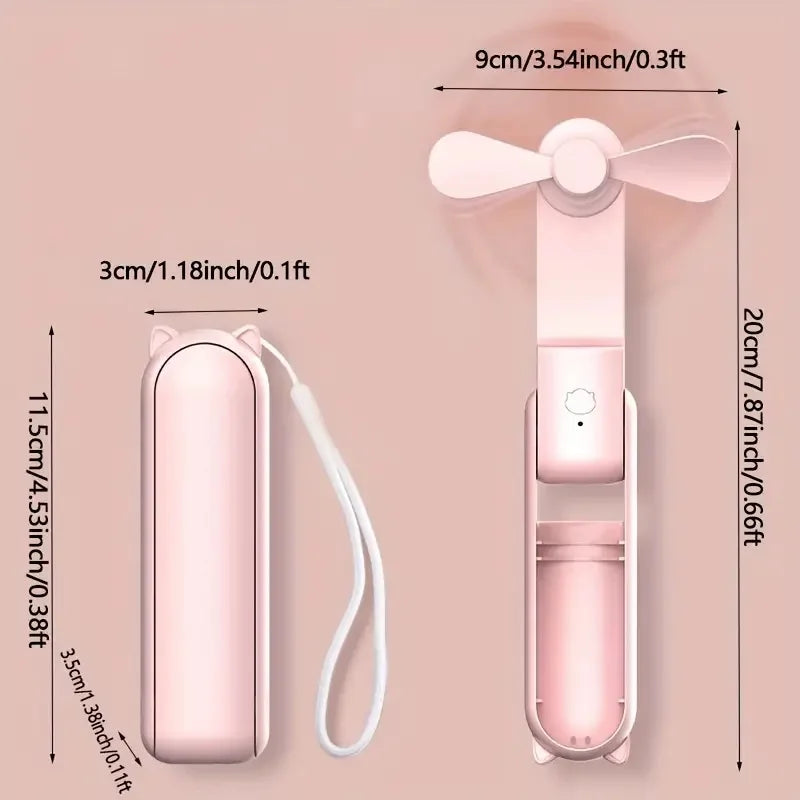 Compact Foldable Mini Fan with USB Charging – 3-Speed Adjustable, Perfect for Travel