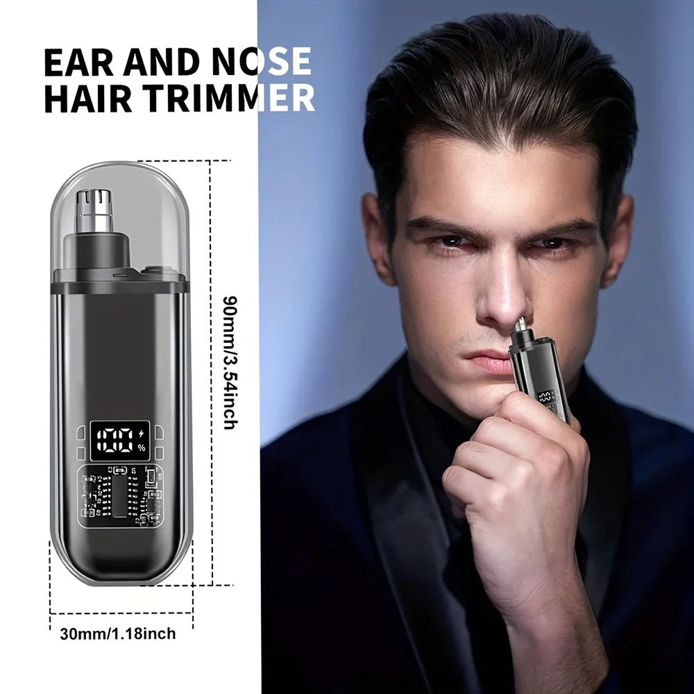 Men's USB Rechargeable Nose & Ear Hair Trimmer – Compact, Fast Charging