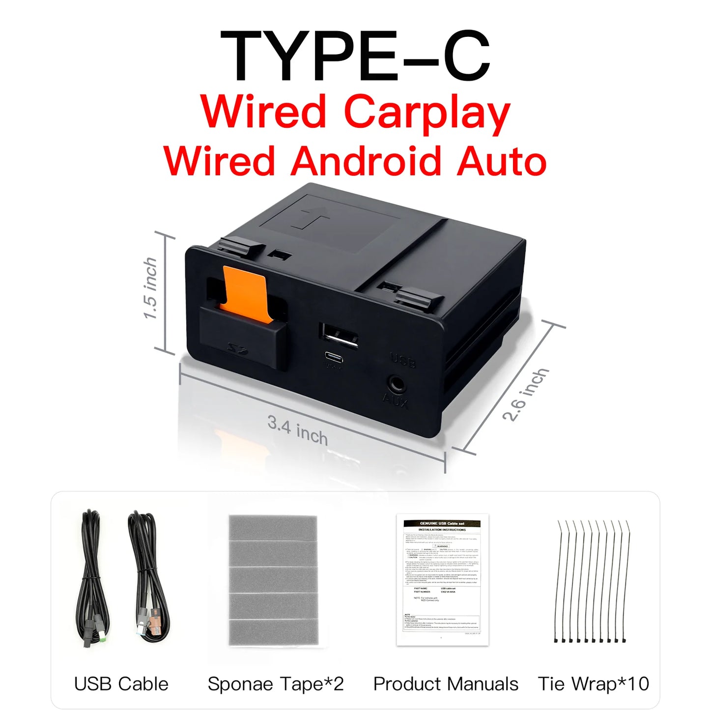 Wireless CarPlay & Android Auto Type-C Adapter Hub for Mazda Models – OEM TK78669U0C Kit