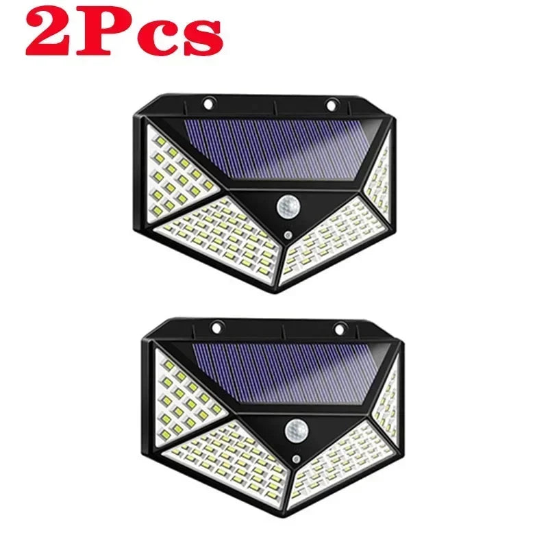 100 LED Solar Wall Lights – 1/2/4 Pack | Outdoor Motion Sensor Garden Lamps
