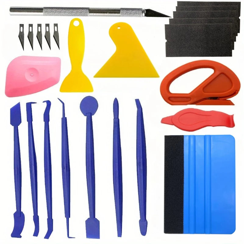24-Piece Car Wrapping Vinyl Tool Kit – Window Film Tinting & Edge Trimming Tools