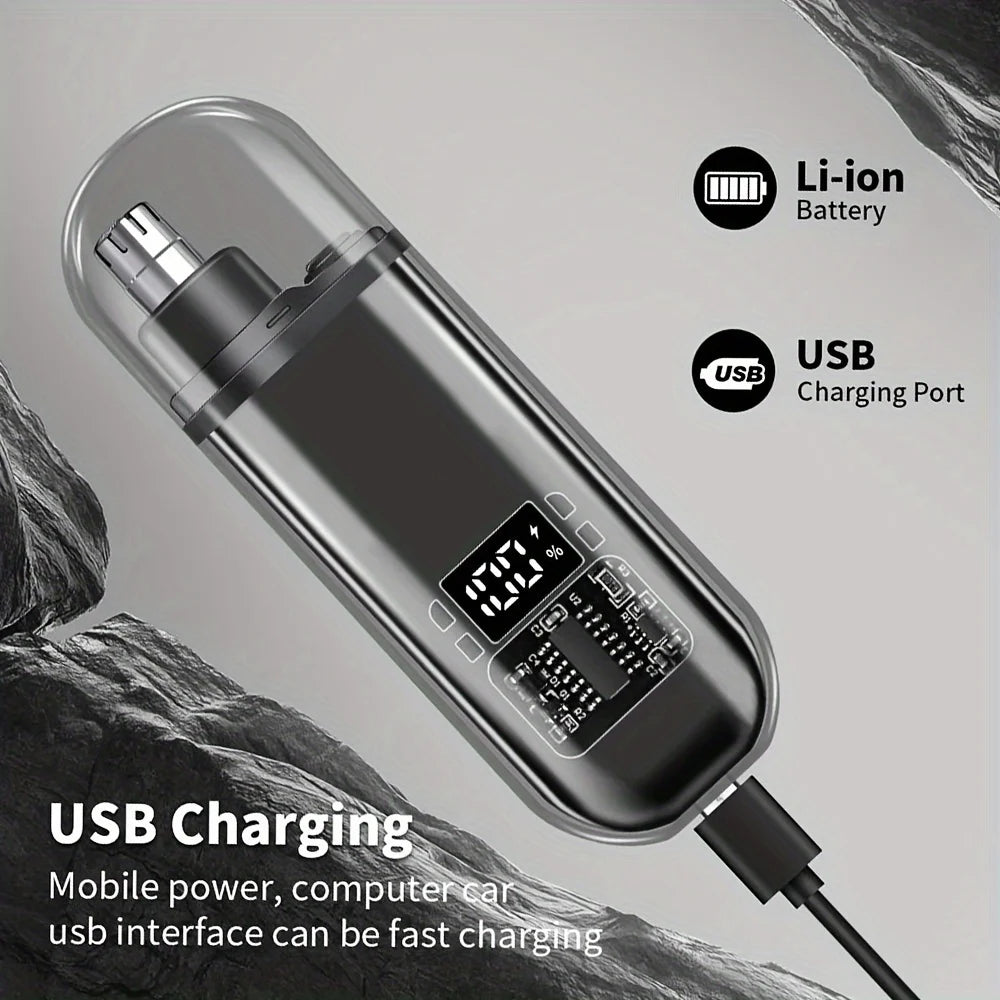 Men's USB Rechargeable Nose & Ear Hair Trimmer – Compact, Fast Charging