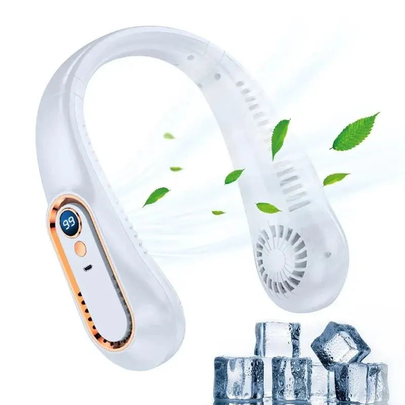 2025 USB Rechargeable Ceiling & Neck Fan with Digital Display – Portable & Hands-Free