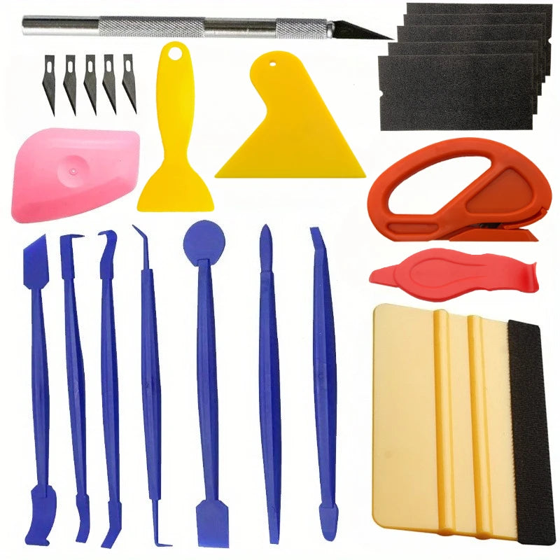 24-Piece Car Wrapping Vinyl Tool Kit – Window Film Tinting & Edge Trimming Tools