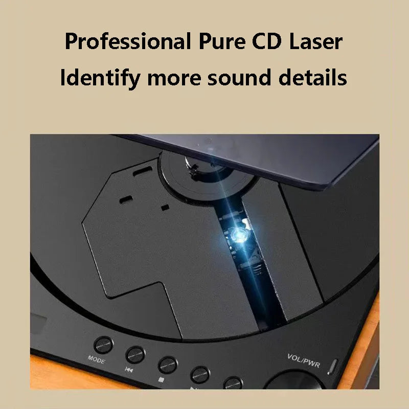 Premium Wooden HiFi CD Player – Bluetooth 5.1, Digital Optical, USB, Infrared Remote