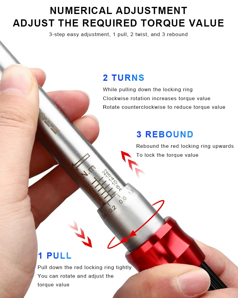 15-Piece Dual Direction Bicycle Torque Wrench Set | 2–24Nm 1/4" Allen & Socket Tool Kit