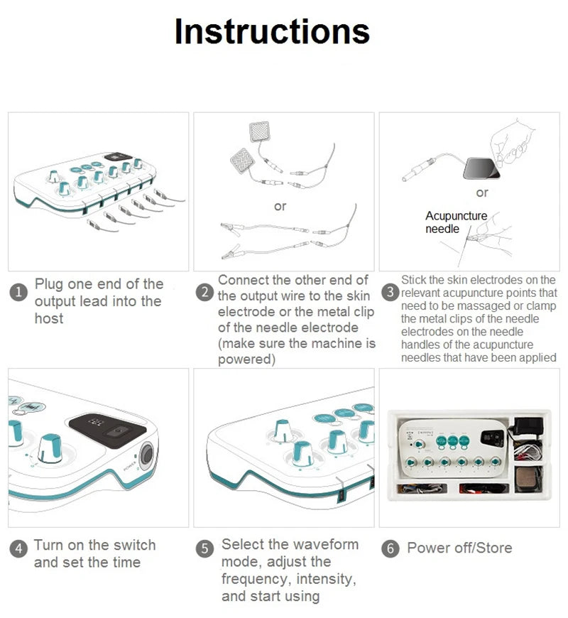 6 Channels Electric Hwato SDZ II Low-Frequency Electro Acupuncture Stimulator Acupuncture Needle Treatment for Nerve and Muscle
