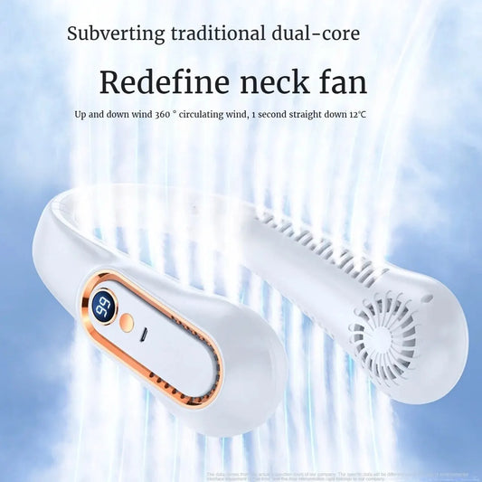 2025 USB Rechargeable Ceiling & Neck Fan with Digital Display – Portable & Hands-Free