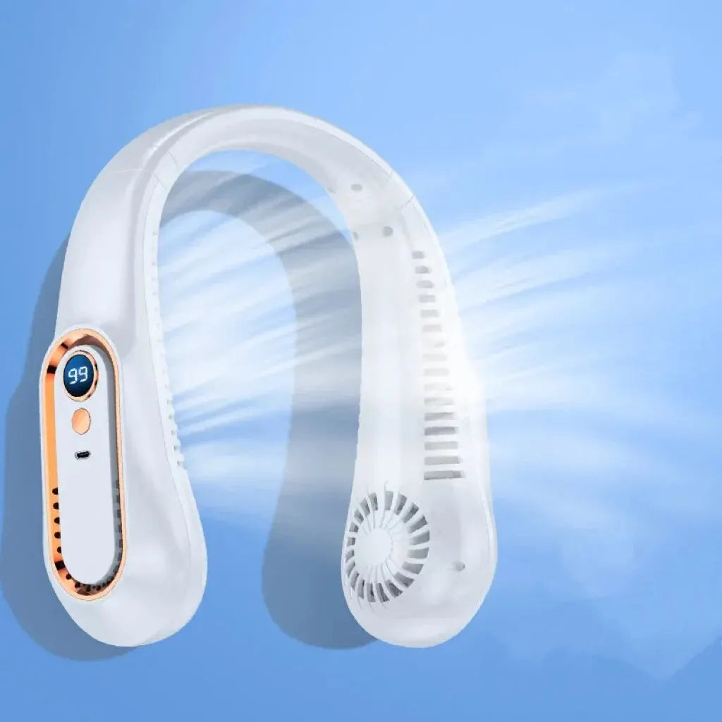 2025 USB Rechargeable Ceiling & Neck Fan with Digital Display – Portable & Hands-Free
