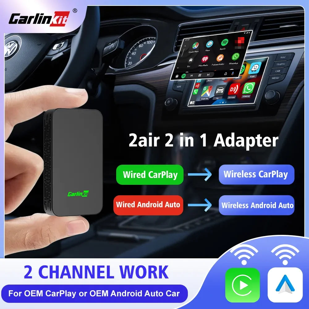 Wireless CarPlay & Android Auto 2-in-1 Adapter – 2Air Mini Ultra, 5.8GHz, GPS Support