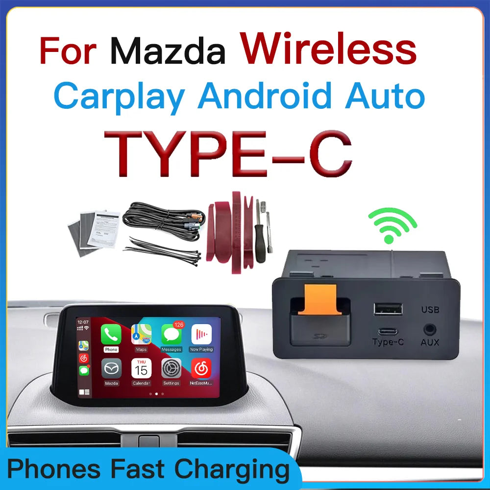 Wireless CarPlay & Android Auto Type-C Adapter Hub for Mazda Models – OEM TK78669U0C Kit