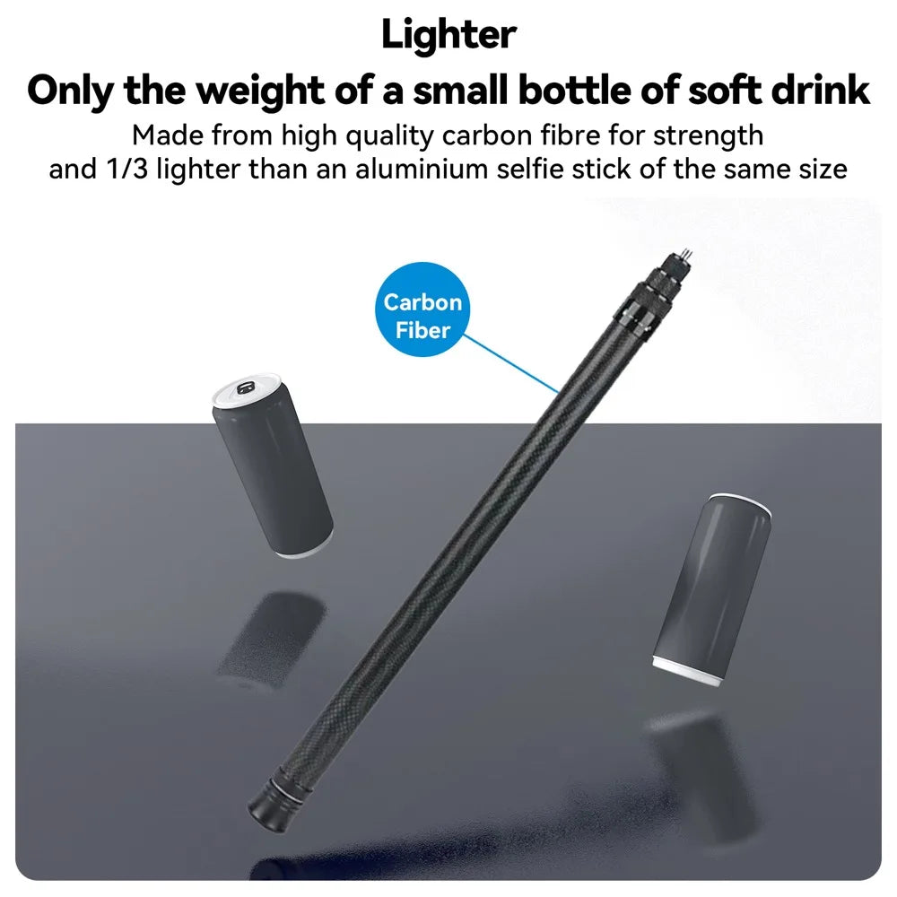 3M Carbon Fiber Selfie Stick for Insta360, GoPro, DJI – Aluminum Alloy Build