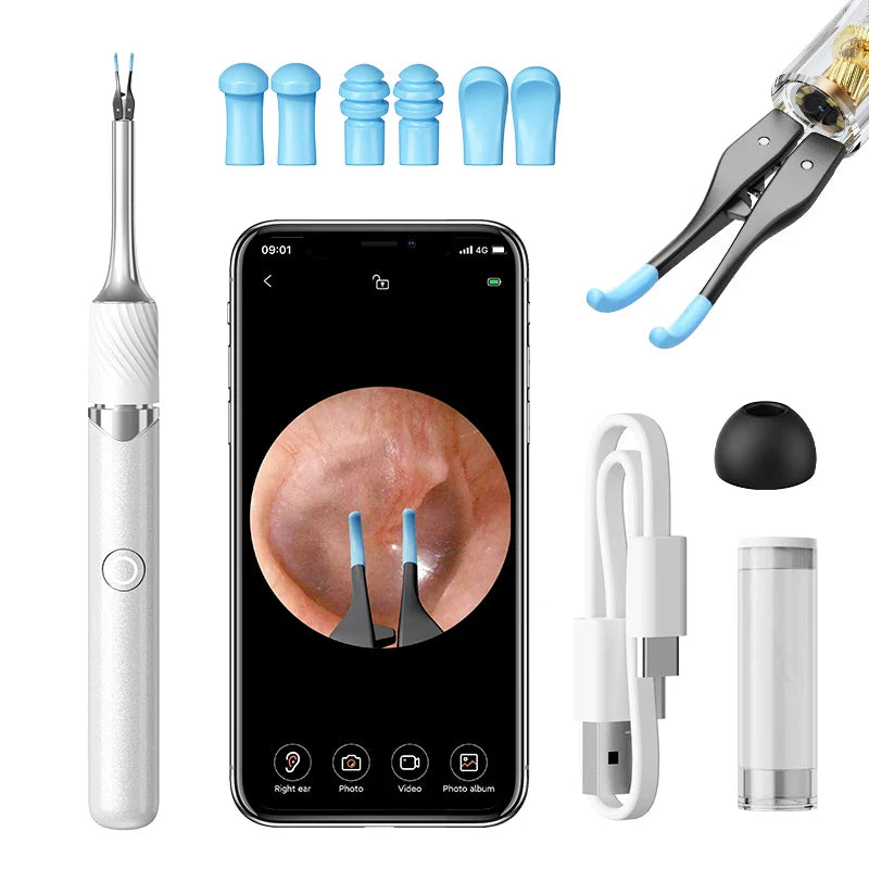 Ear Wax Removal Tool with Camera – 12MP Visual Ear Cleaner + Tweezers & Ear Picks
