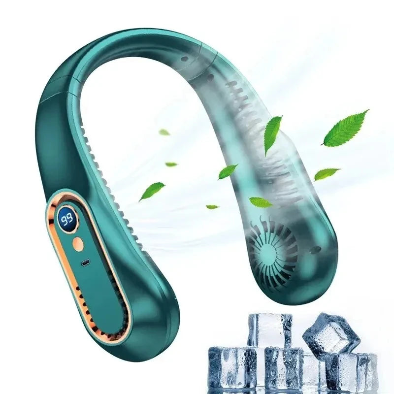 2025 USB Rechargeable Ceiling & Neck Fan with Digital Display – Portable & Hands-Free