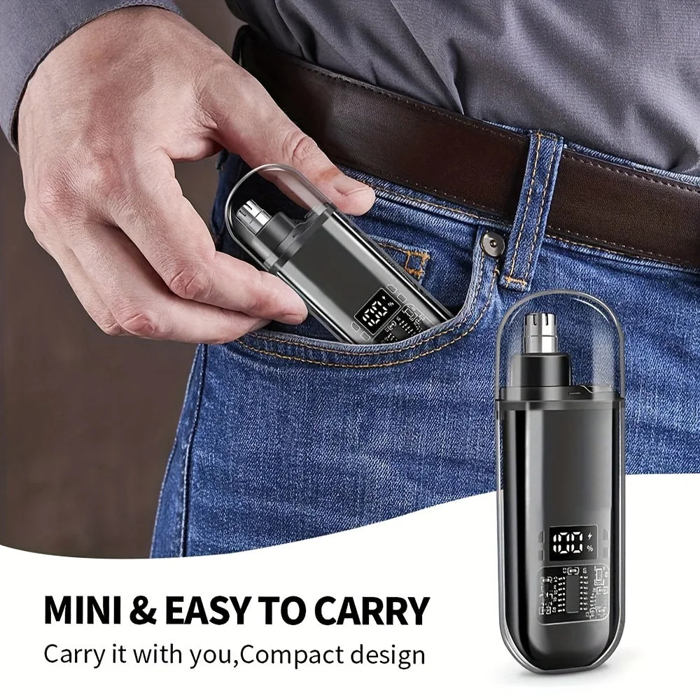 Men's USB Rechargeable Nose & Ear Hair Trimmer – Compact, Fast Charging