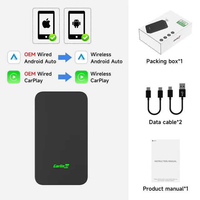 Wireless CarPlay & Android Auto 2-in-1 Adapter – 2Air Mini Ultra, 5.8GHz, GPS Support