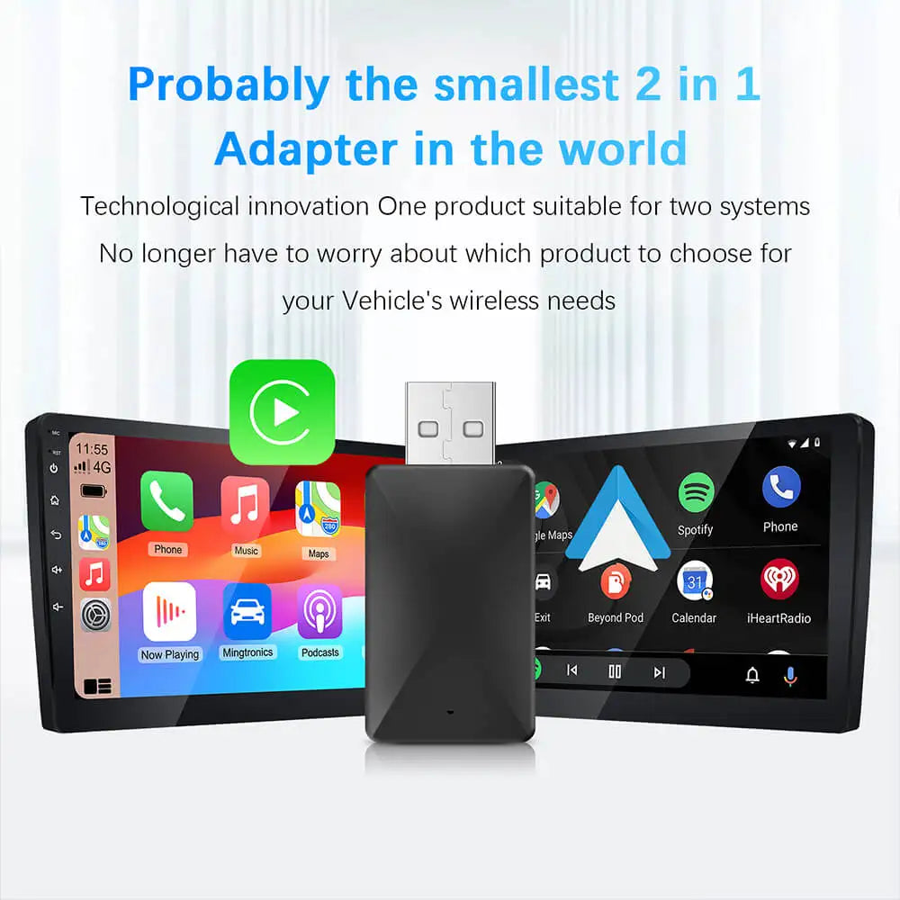 Universal 2-in-1 Wired/Wireless CarPlay & Android Auto Adapter – Easy USB Plug & Play