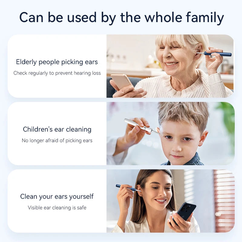 Ear Wax Removal Tool with Camera – 12MP Visual Ear Cleaner + Tweezers & Ear Picks