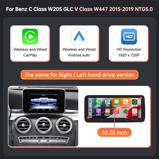 Premium Linux Multimedia Display Wireless Carplay Android Auto Mercedes W205 W176 GLC C A V CLA GLA W447 2015-2018 NTG5.0