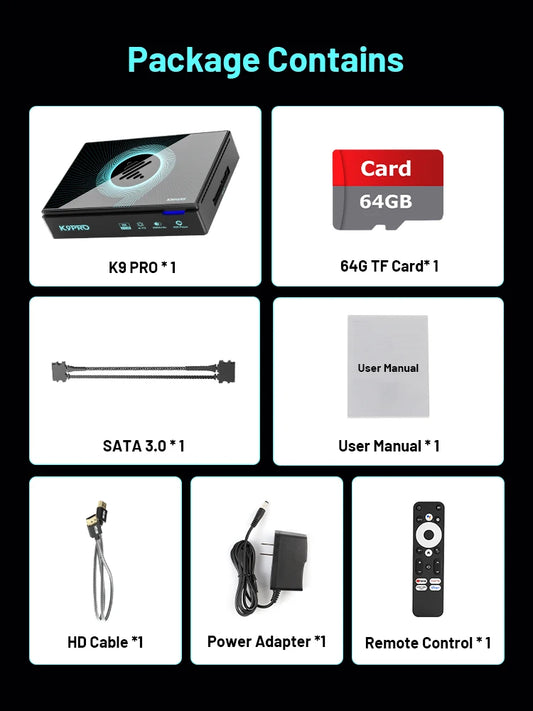 Super Console K9PRO Android TV 12.0 Box for 8K@60FPS with Poster Wall WIFI6 HDR10+ HLG Plug and Play HD Movie Player