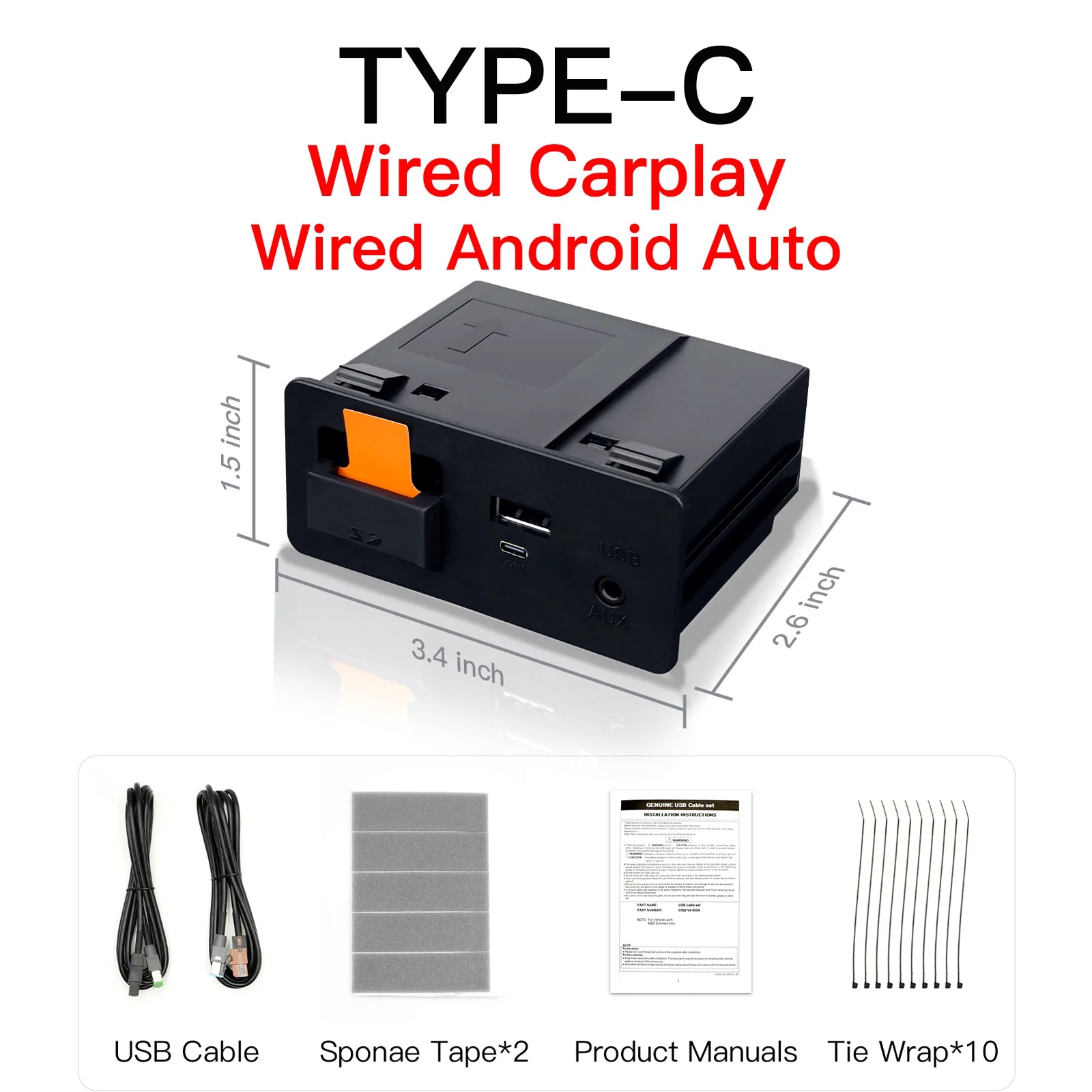 Wireless CarPlay & Android Auto Type-C Adapter Hub for Mazda Models – OEM TK78669U0C Kit