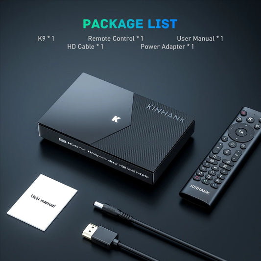 K9 TV Box Amlogic S928X-K 4+64G for 8K Dolby Vision HDR10+ with Montage Cool Poster Wall HDMI 2.1 WIFI6 HD Media Player