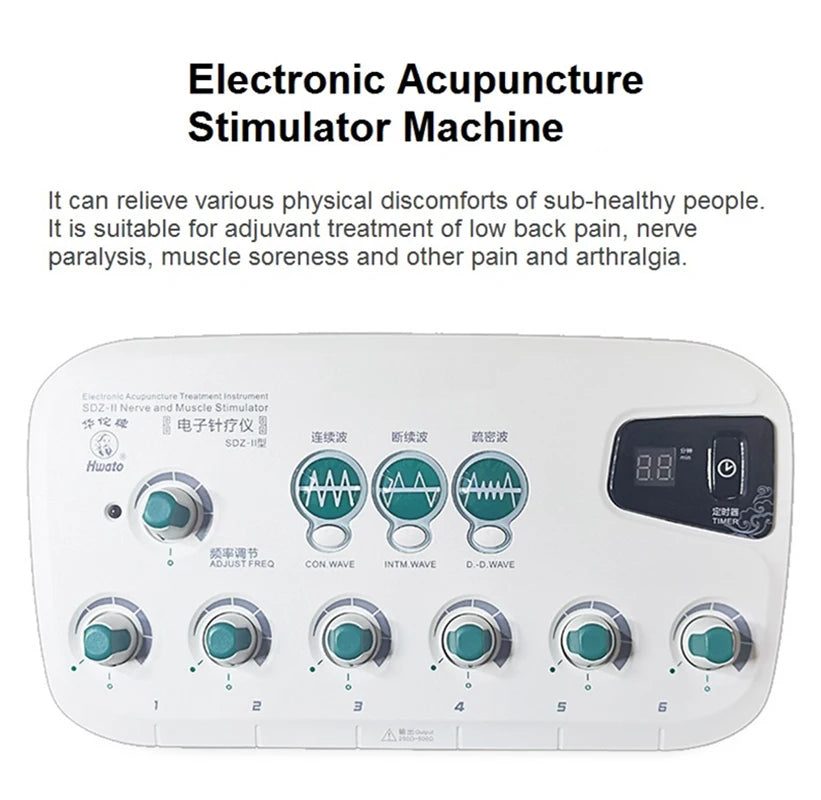 6 Channels Electric Hwato SDZ II Low-Frequency Electro Acupuncture Stimulator Acupuncture Needle Treatment for Nerve and Muscle