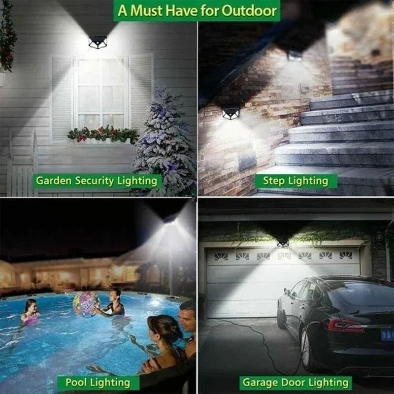 100 LED Solar Wall Lights – 1/2/4 Pack | Outdoor Motion Sensor Garden Lamps