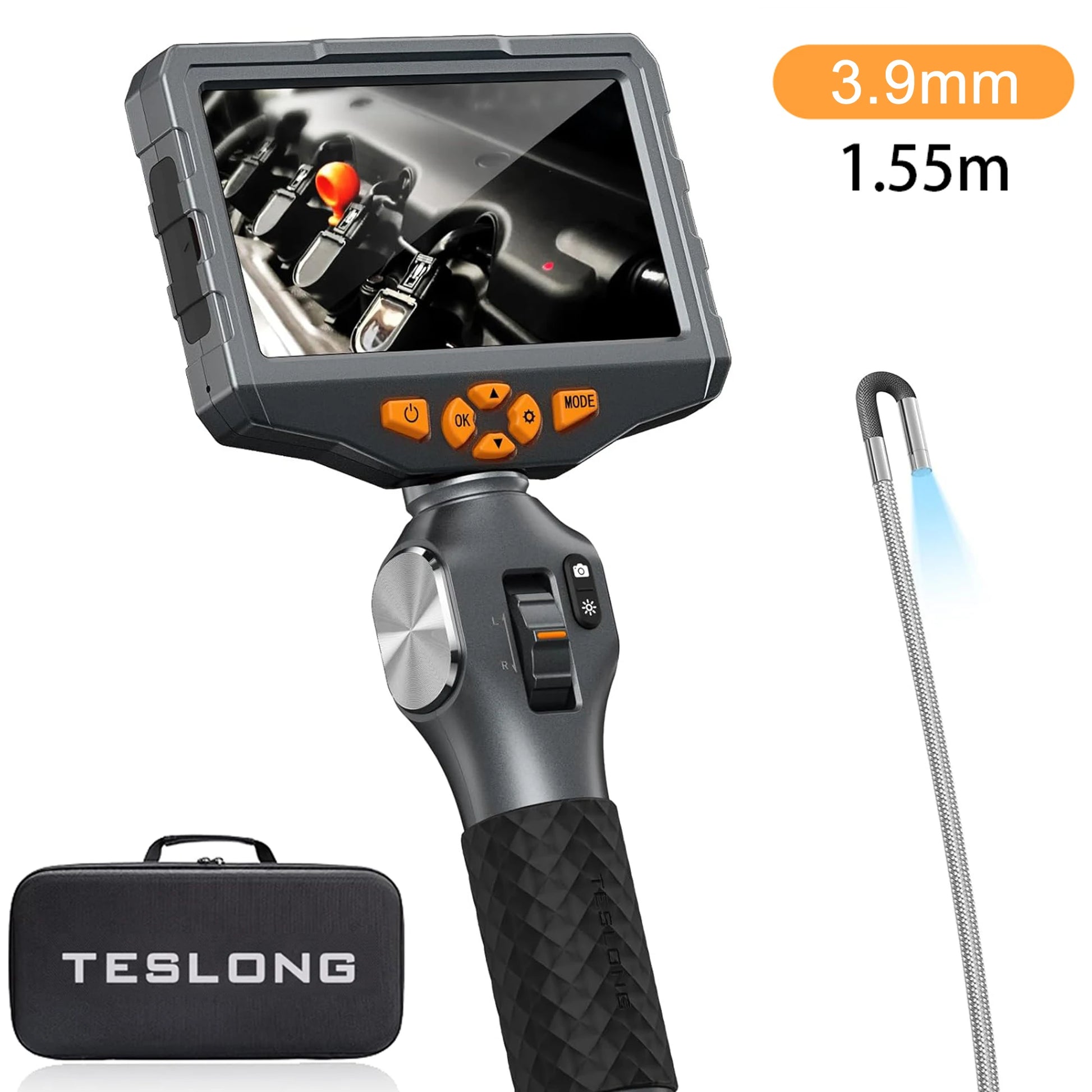 Professional TD500 Endoscope Camera 1080P 3.9mm Lens 5 Inch IPS Borescope Two Way 360° Steering WiFi Articulating Inspection Tool