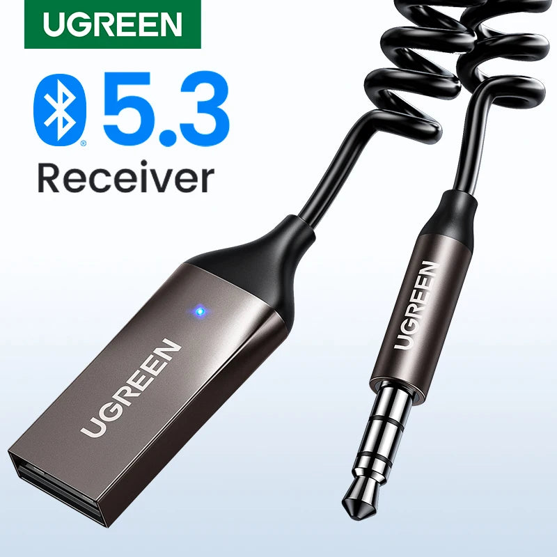 Bluetooth 5.3 Car Receiver Adapter – Wireless AUX Audio Hands-Free Kit with 3.5mm Jack