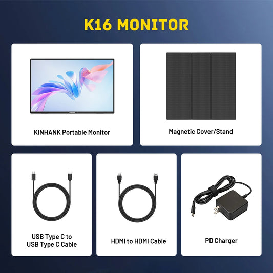 K16 Pro 16" Gaming Monitor Smart Portable Monitor with Google TV 2.5K HD 144Hz for PC Laptop Phone Xbox PS4 PS5 Switch