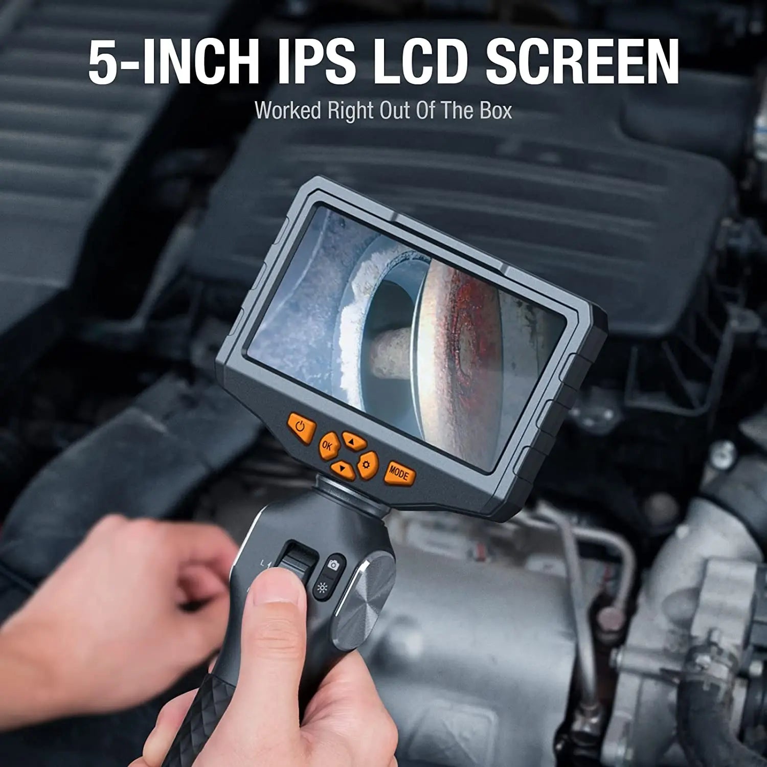 Professional TD500 Endoscope Camera 1080P 3.9mm Lens 5 Inch IPS Borescope Two Way 360° Steering WiFi Articulating Inspection Tool